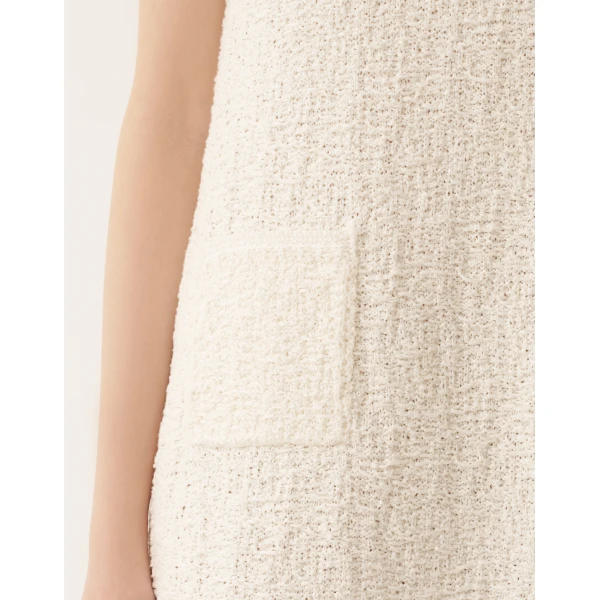 Fabiana Filippi Cotton Tweed Dress with Sequins in Butter, view 5