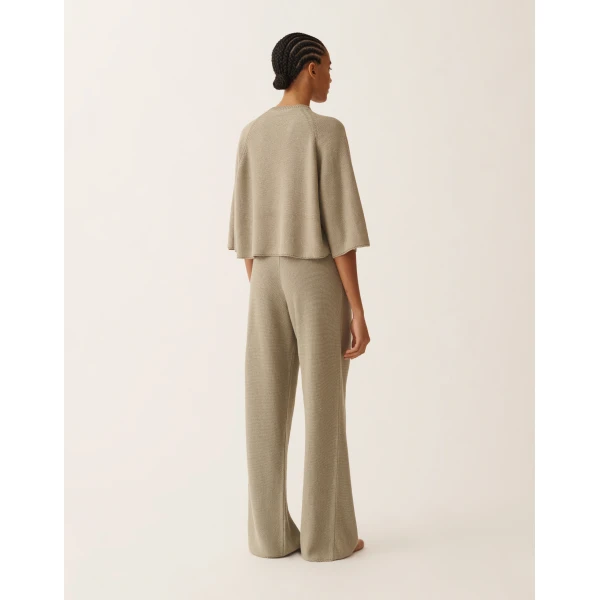 Fabiana Filippi Cotton and Linen Cape with Sequins in Khaki, view 4