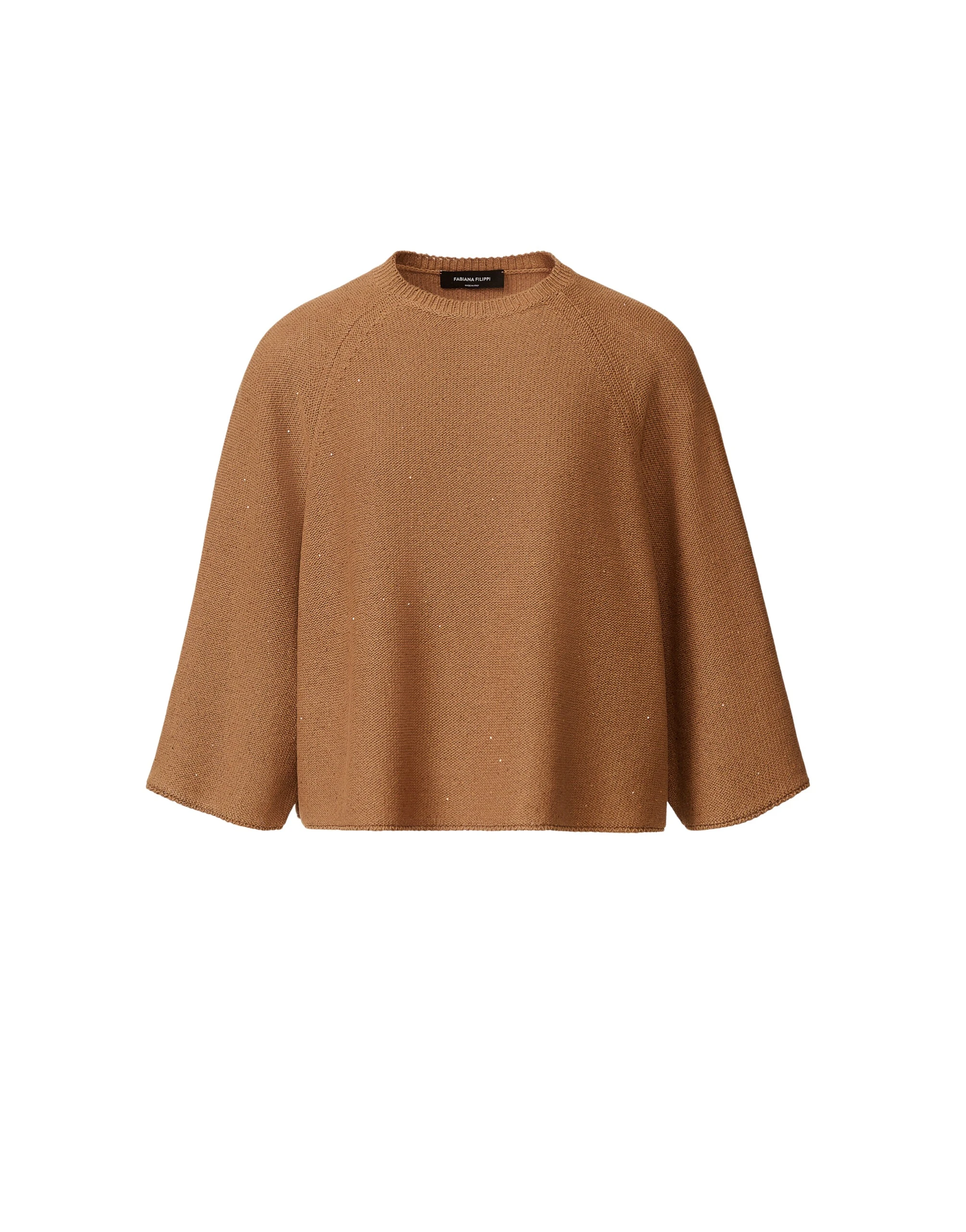 Fabiana Filippi Cotton and Linen Cape with Sequins in Wicker