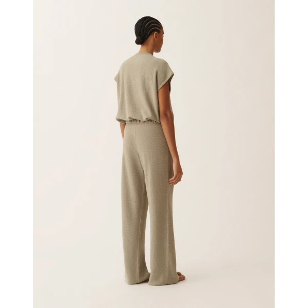 Fabiana Filippi Cotton and Linen Sweater with Sequins in Khaki, view 4