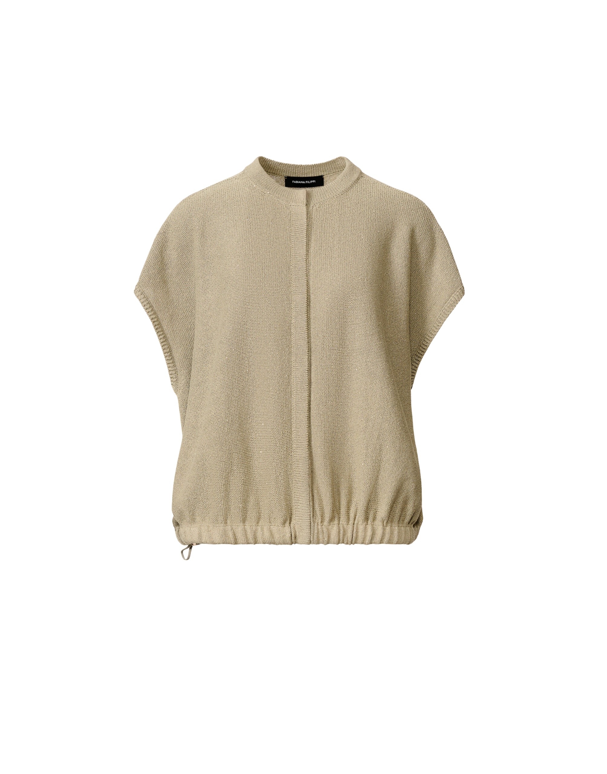 Fabiana Filippi Cotton and Linen Sweater with Sequins in Khaki
