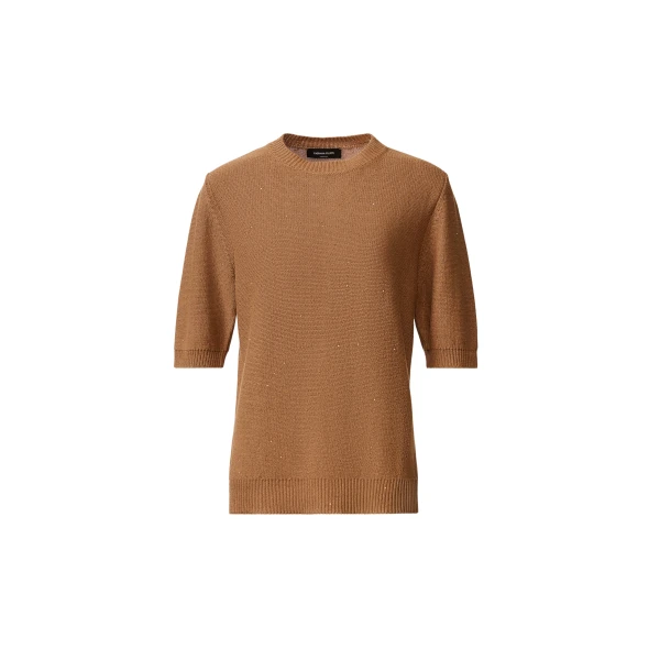 Fabiana Filippi Cotton and Linen Sweater with Sequins in Wicker