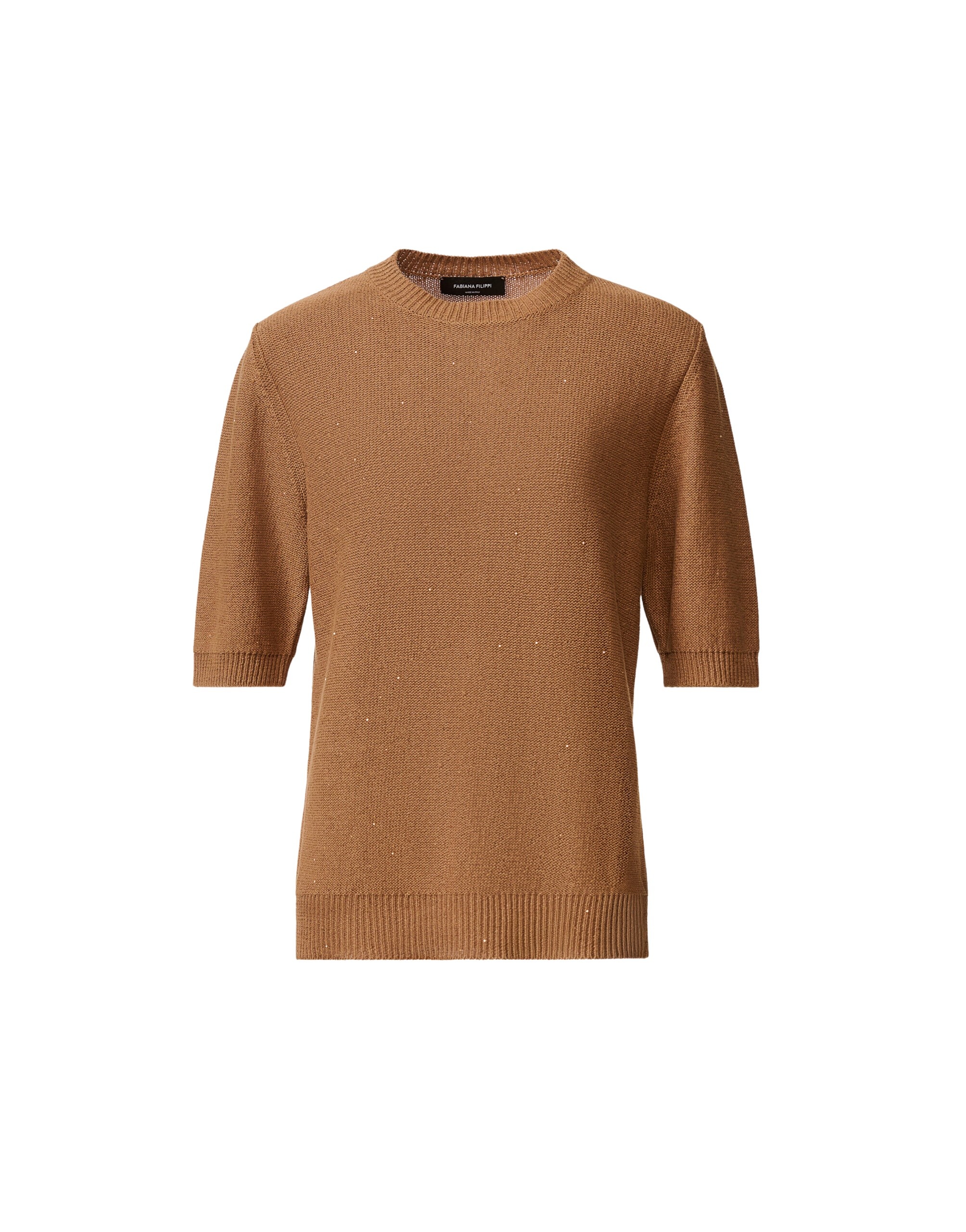 Fabiana Filippi Cotton and Linen Sweater with Sequins in Wicker