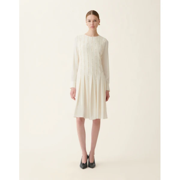 Fabiana Filippi Crêpe de Chine Dress in Butter, view 3