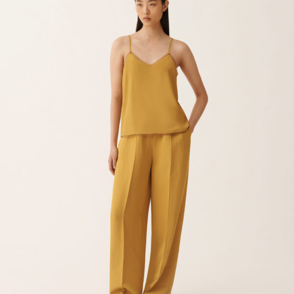 Fabiana Filippi Crepe de Chine Lingerie Top in Mustard, view 3