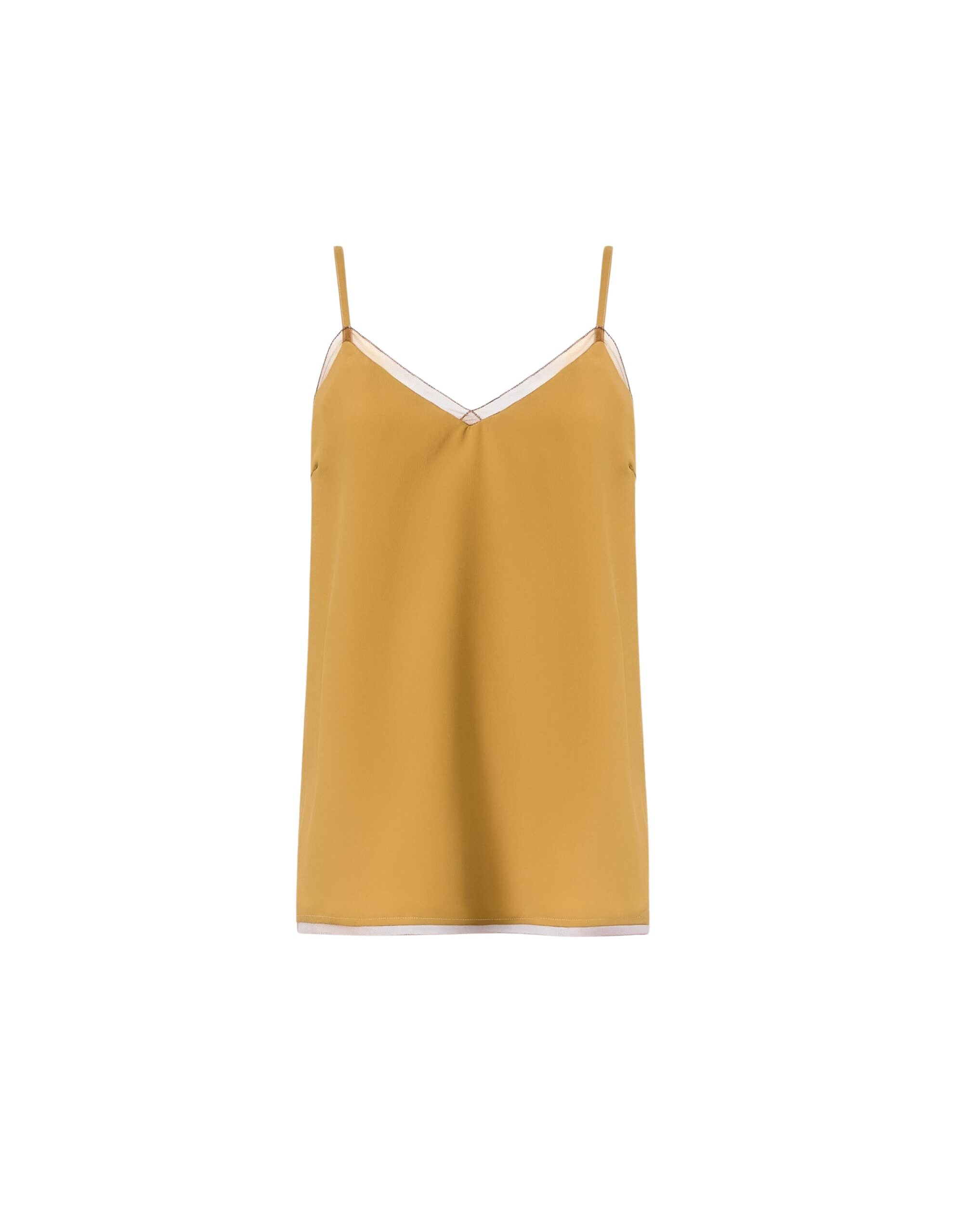 Fabiana Filippi Crepe de Chine Lingerie Top in Mustard