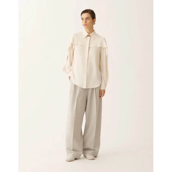 Fabiana Filippi Crepe de Chine Shirt in Butter, view 3