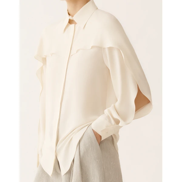 Fabiana Filippi Crepe de Chine Shirt in Butter, view 5