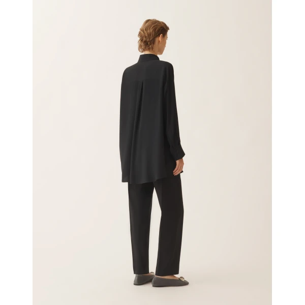 Fabiana Filippi Crepe de Chine Shirt in Night Blue, view 4