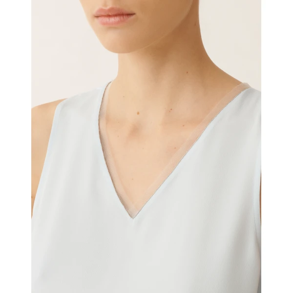 Fabiana Filippi Crepe de Chine Tank Top in Aqua, view 5