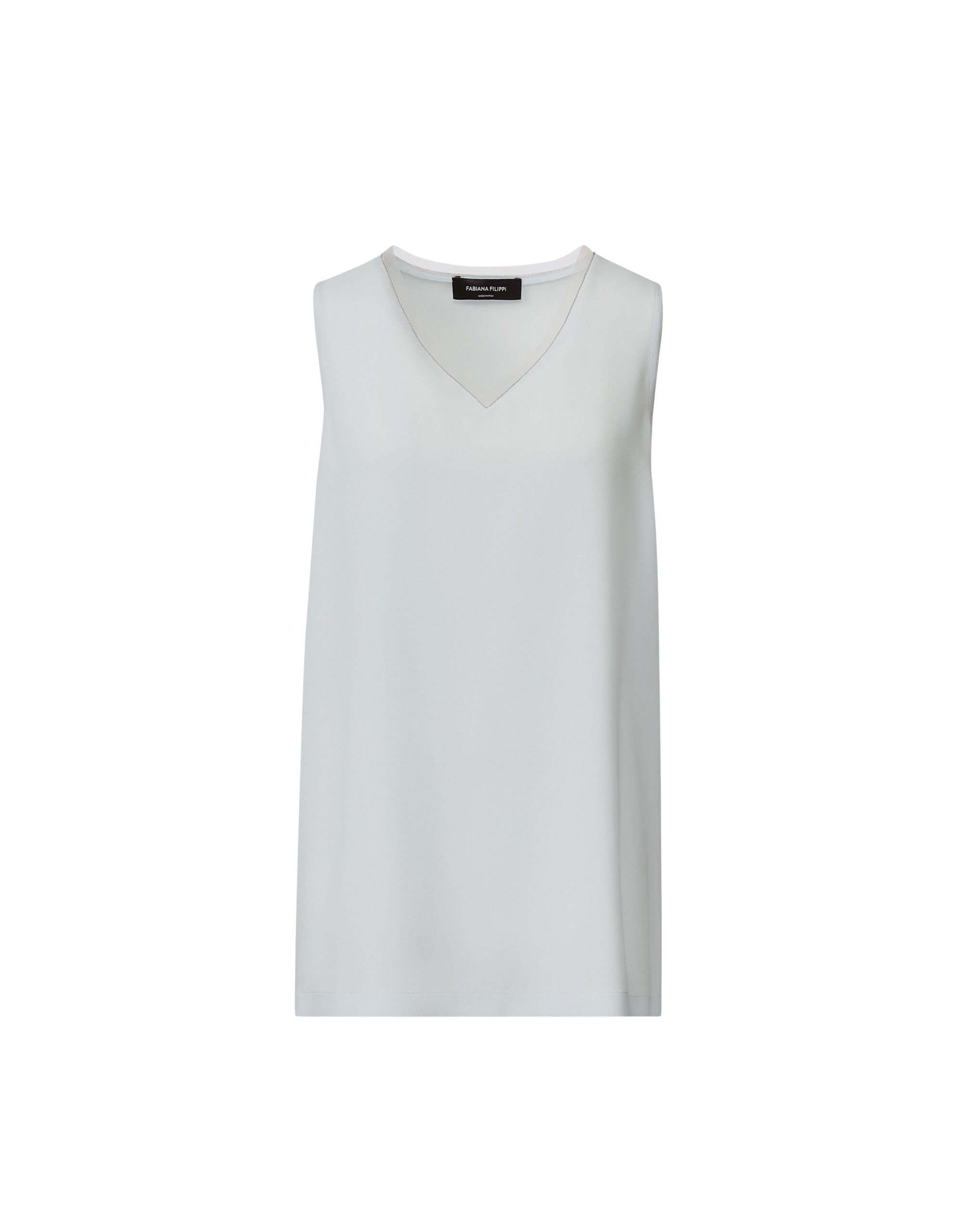 Fabiana Filippi Crepe de Chine Tank Top in Aqua