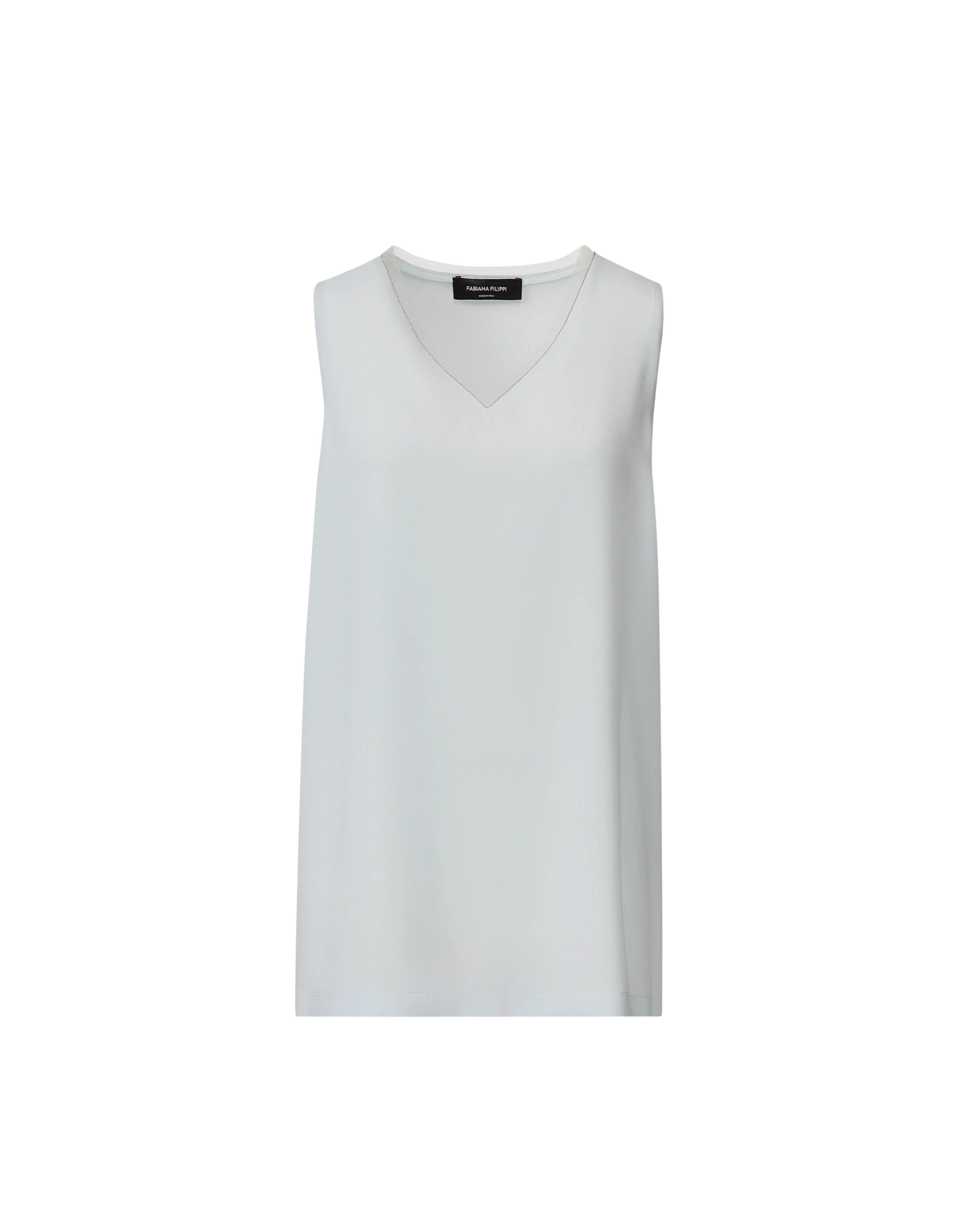 Fabiana Filippi Crepe de Chine Tank Top in Aqua