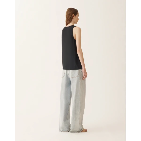Fabiana Filippi Crepe de Chine Tank Top in Night Blue, view 4