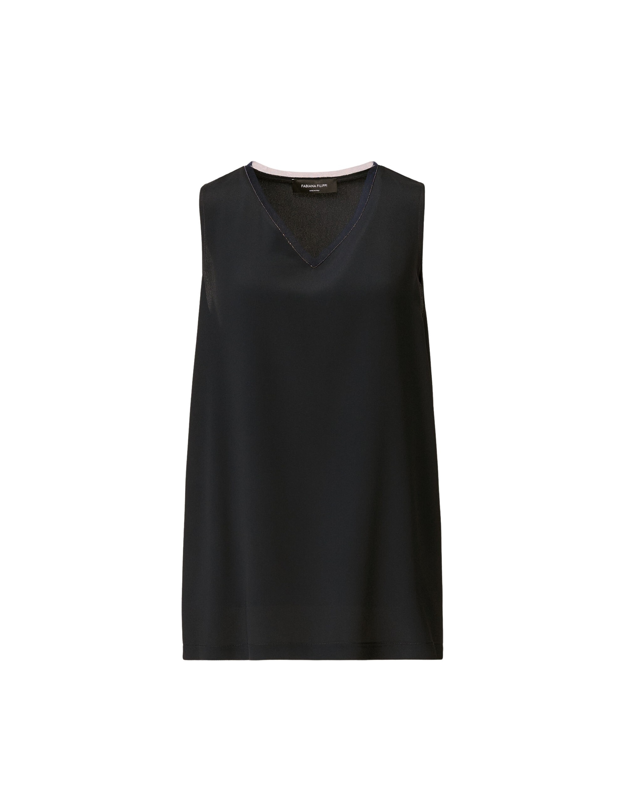 Fabiana Filippi Crepe de Chine Tank Top in Night Blue