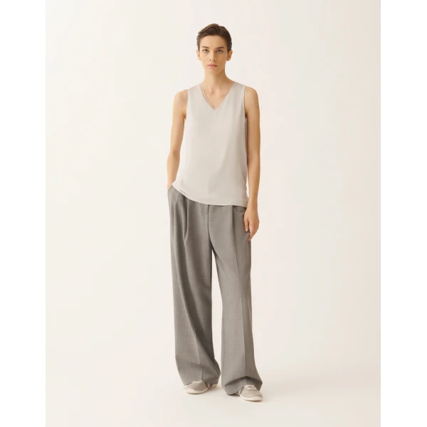Fabiana Filippi Crepe de Chine Tank Top in Rain, view 3