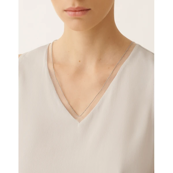 Fabiana Filippi Crepe de Chine Tank Top in Rain, view 5