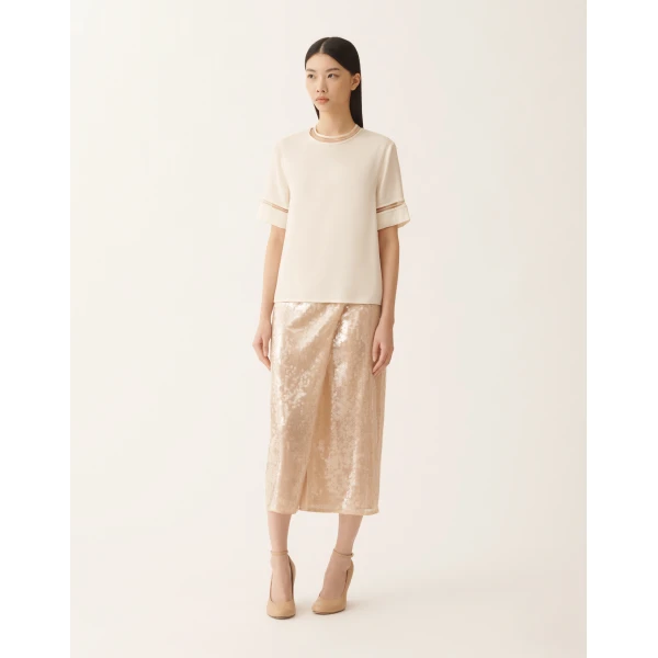 Fabiana Filippi Crepe de Chine Top in Butter, view 3