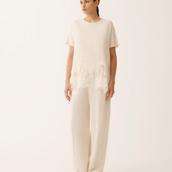 Fabiana Filippi Crepe de Chine Top in Butter, view 3