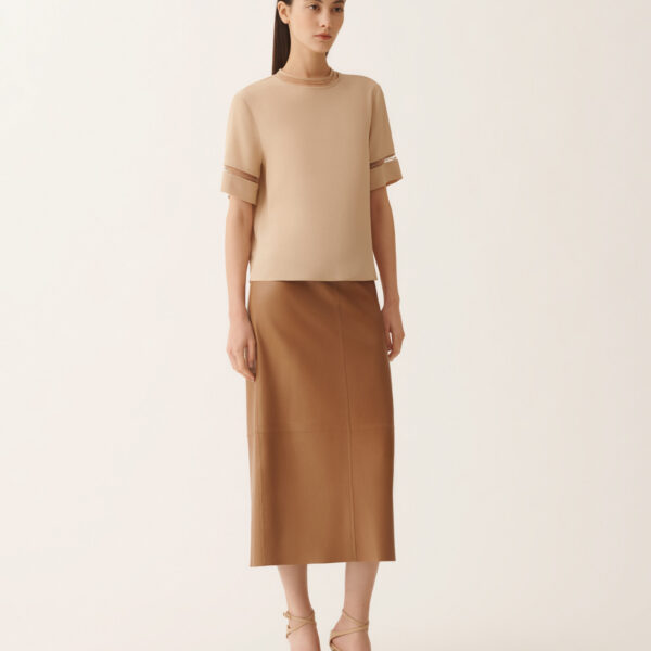 Fabiana Filippi Crepe de Chine Top in Maple, view 3