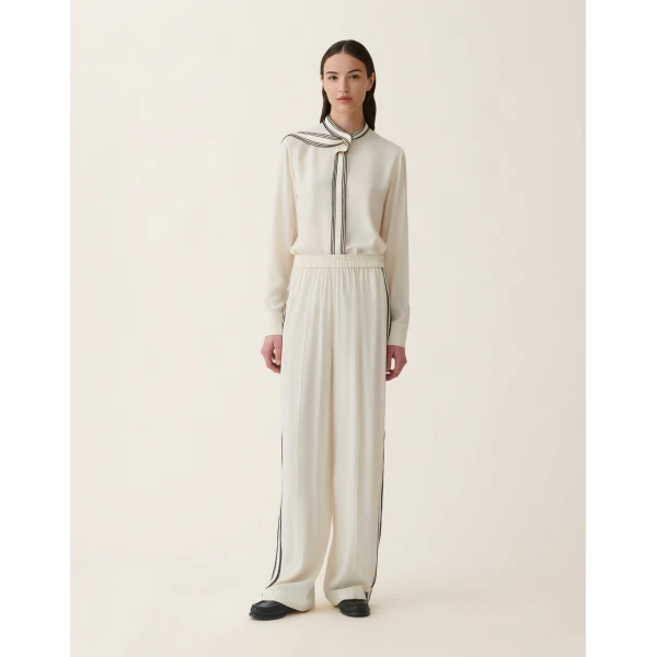 Fabiana Filippi Crêpe de Chine Trousers in Butter, view 3