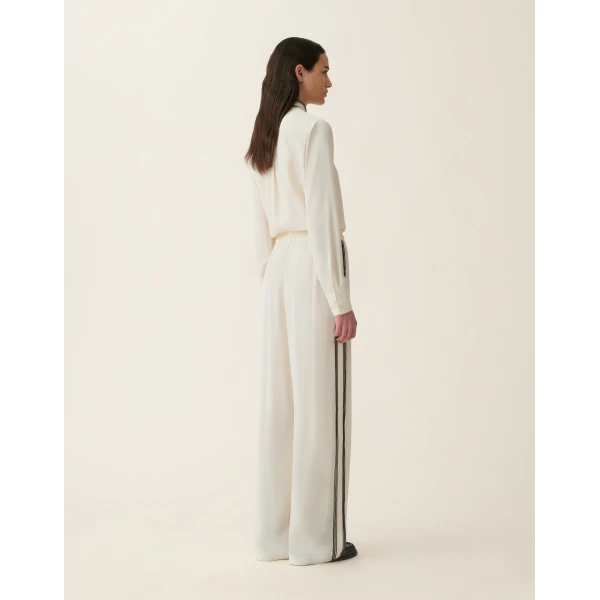 Fabiana Filippi Crêpe de Chine Trousers in Butter, view 4
