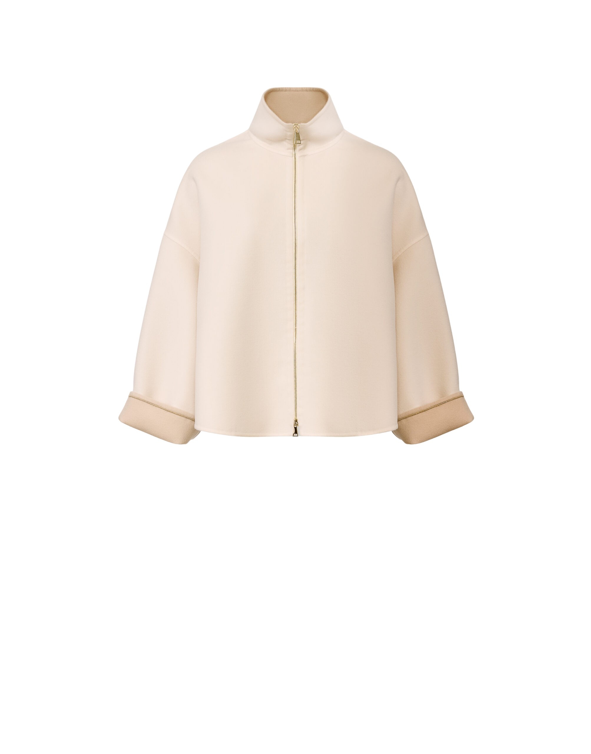 Fabiana Filippi Cropped Boxy Coat in Double Wool, Beige