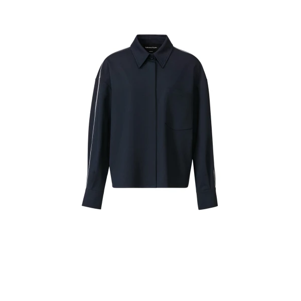 Fabiana Filippi Cropped Milano Stitch Jersey Jacket in Midnight Blue