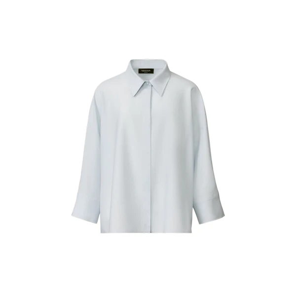 Fabiana Filippi Cropped Shirt in Cool Bistretch Wool, Aqua