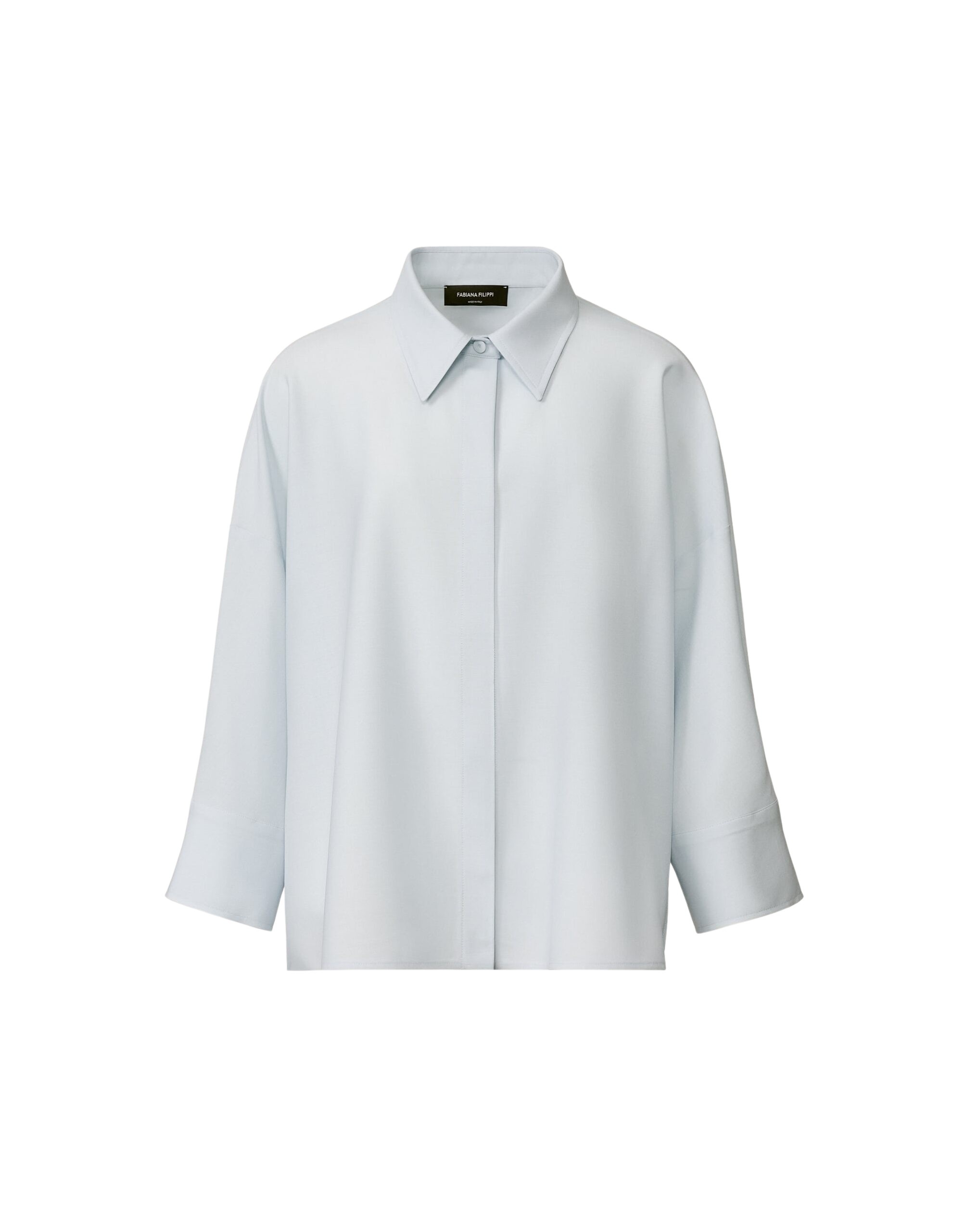 Fabiana Filippi Cropped Shirt in Cool Bistretch Wool, Aqua