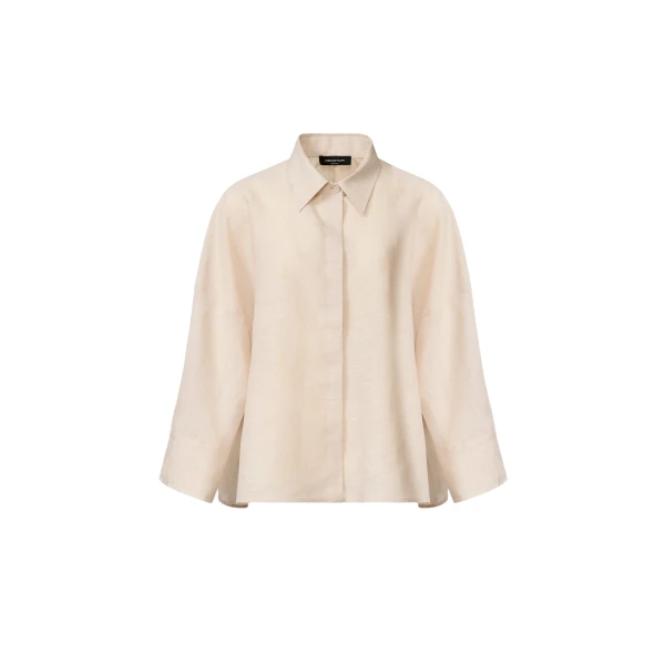 Fabiana Filippi Cropped Shirt in Natural Linen Canvas
