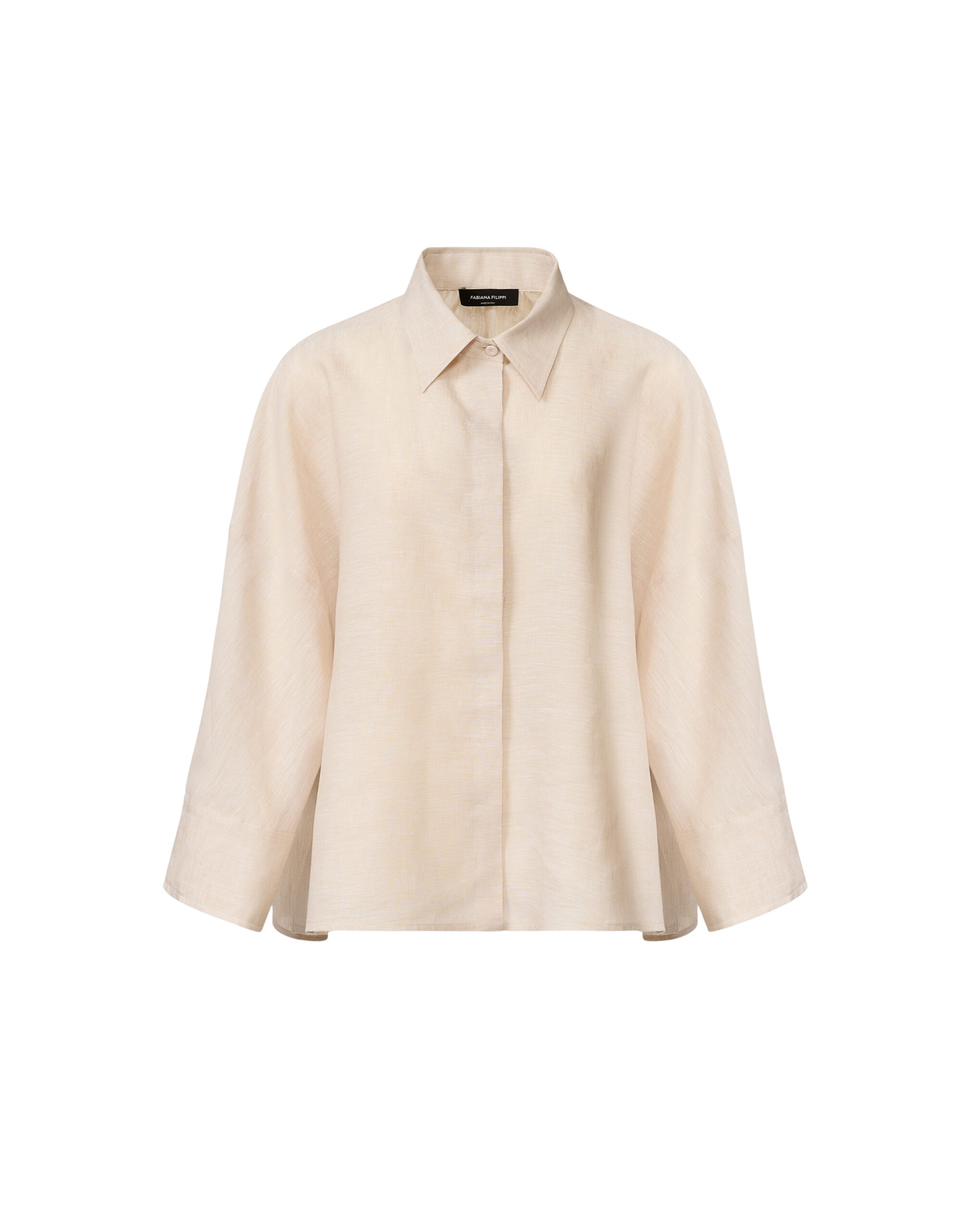Fabiana Filippi Cropped Shirt in Natural Linen Canvas