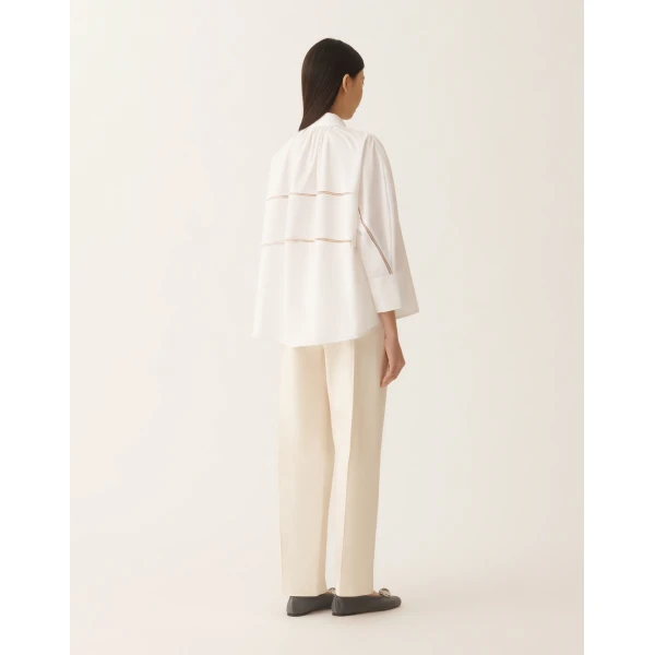 Fabiana Filippi Cropped Shirt in Optic White Poplin, view 4