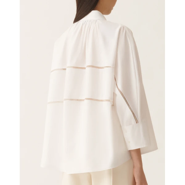 Fabiana Filippi Cropped Shirt in Optic White Poplin, view 5