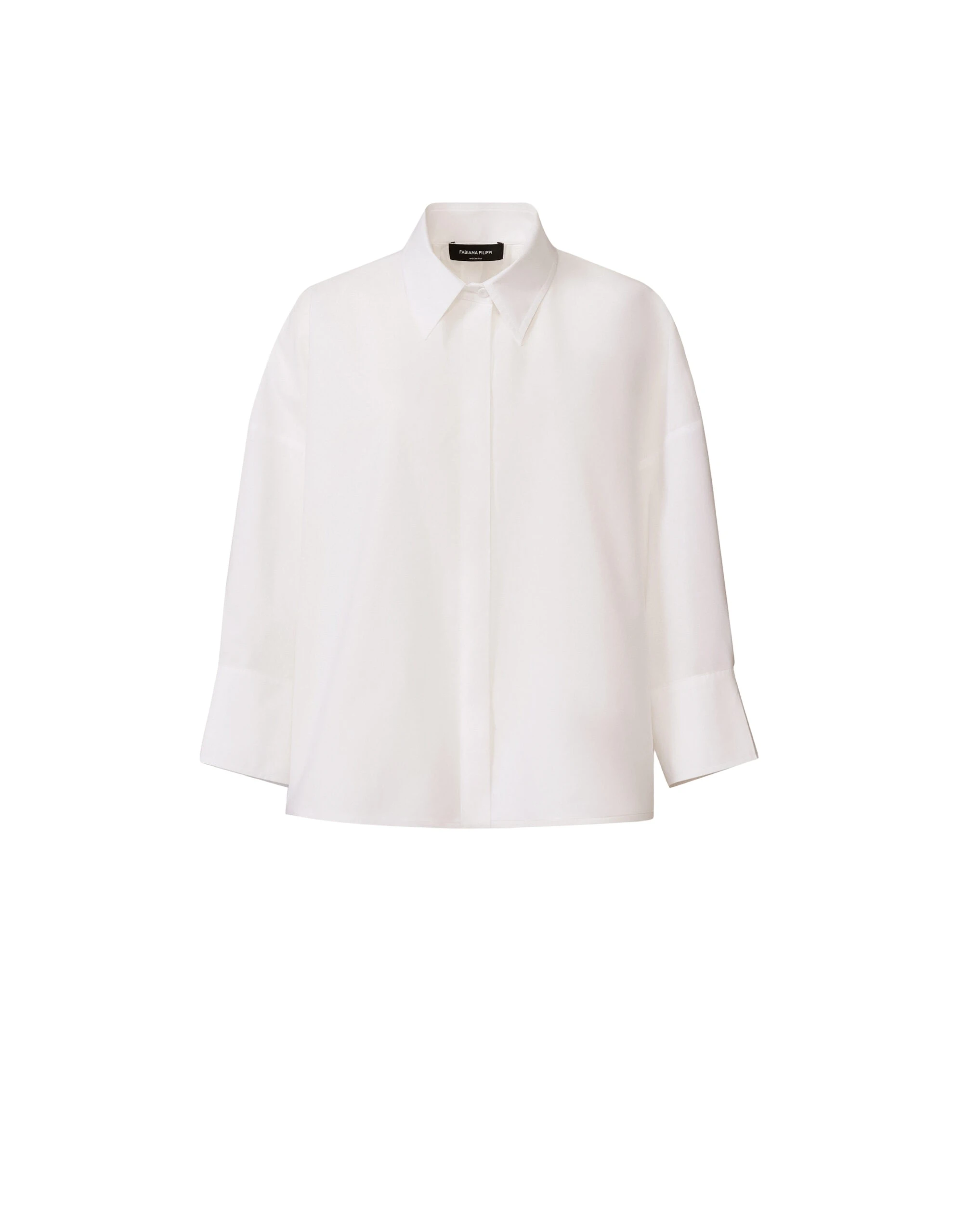 Fabiana Filippi Cropped Shirt in Optic White Poplin