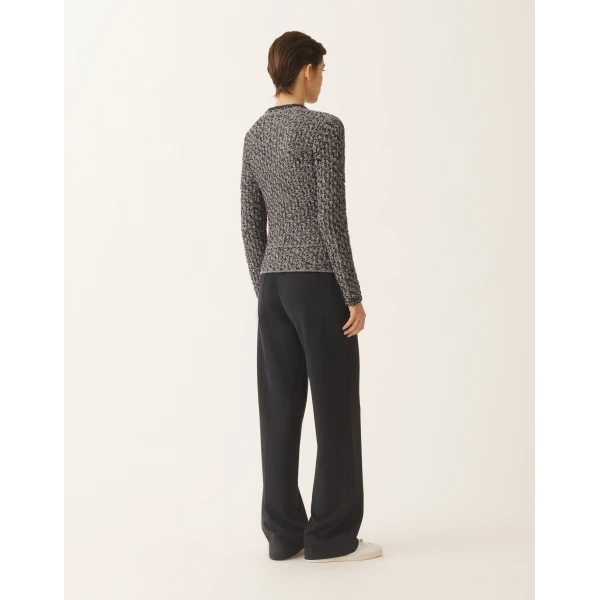 Fabiana Filippi Dark Blue Sequin Tweed Jacket with a Denim Effect in Night Blue, view 4