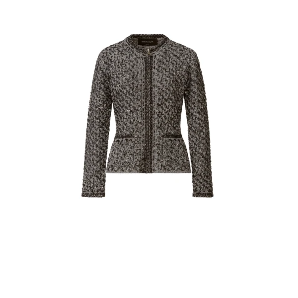 Fabiana Filippi Dark Blue Sequin Tweed Jacket with a Denim Effect in Night Blue