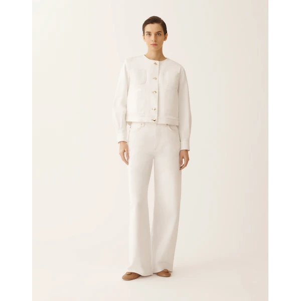 Fabiana Filippi Denim Jacket in White, view 3