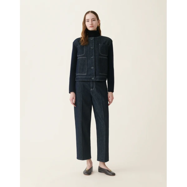 Fabiana Filippi Denim and Knit Jacket in Midnight Blue, view 3