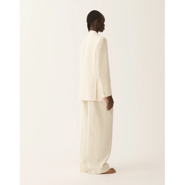 Fabiana Filippi Double-Breasted Jacket in Butter-Colored Fil Coupé Tailoring Drop, view 4