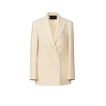 Fabiana Filippi Double-Breasted Jacket in Butter-Colored Fil Coupé Tailoring Drop