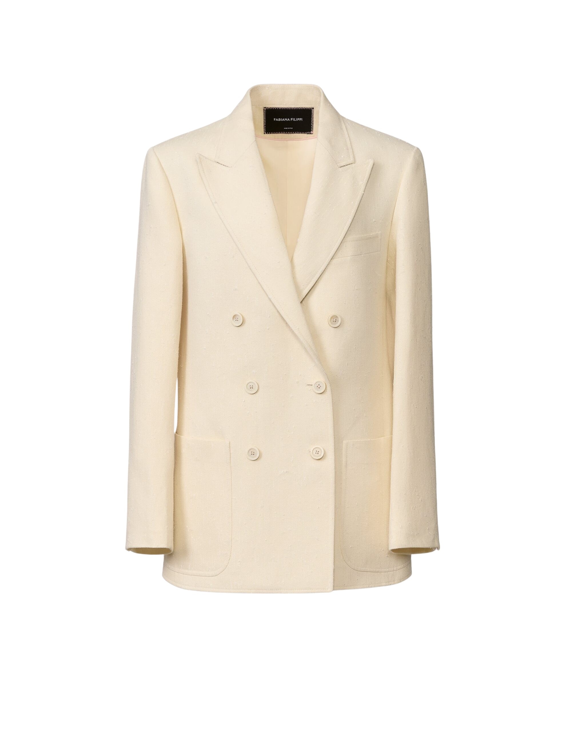 Fabiana Filippi Double-Breasted Jacket in Butter-Colored Fil Coupé Tailoring Drop