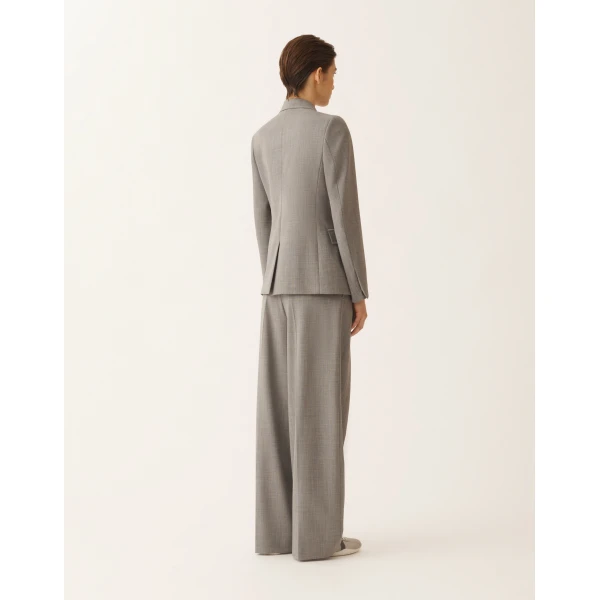 Fabiana Filippi Double-Breasted Jacket in Fresh Bi-Stretch Wool, Rock Mélange, view 4
