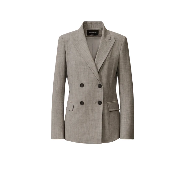 Fabiana Filippi Double-Breasted Jacket in Fresh Bi-Stretch Wool, Rock Mélange