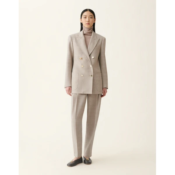 Fabiana Filippi Double Breasted Mouliné Blazer in Mocha, view 3