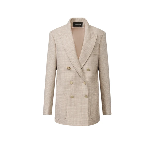 Fabiana Filippi Double Breasted Mouliné Blazer in Mocha