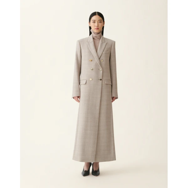 Fabiana Filippi Double Breasted Mouliné Coat in Mocha, view 3