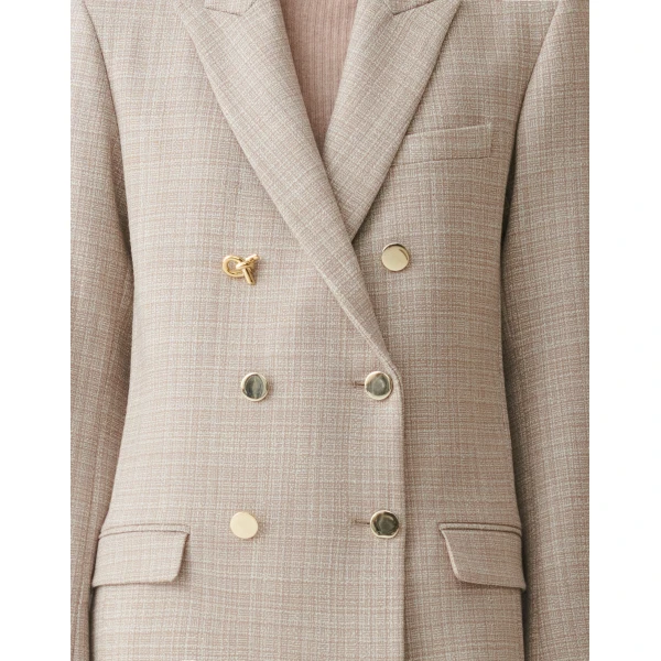 Fabiana Filippi Double Breasted Mouliné Coat in Mocha, view 5