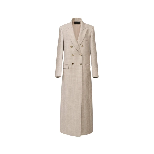 Fabiana Filippi Double Breasted Mouliné Coat in Mocha