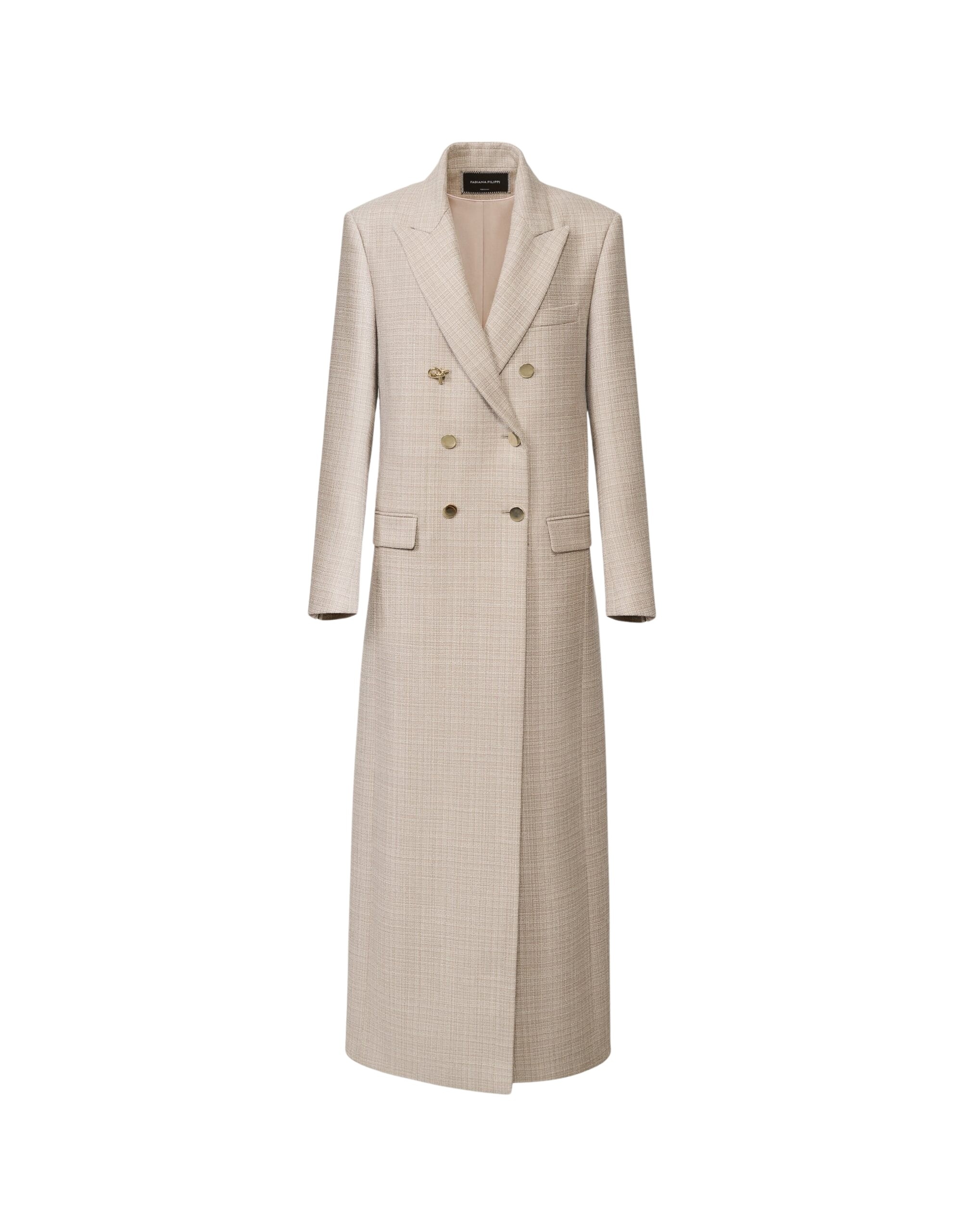 Fabiana Filippi Double Breasted Mouliné Coat in Mocha