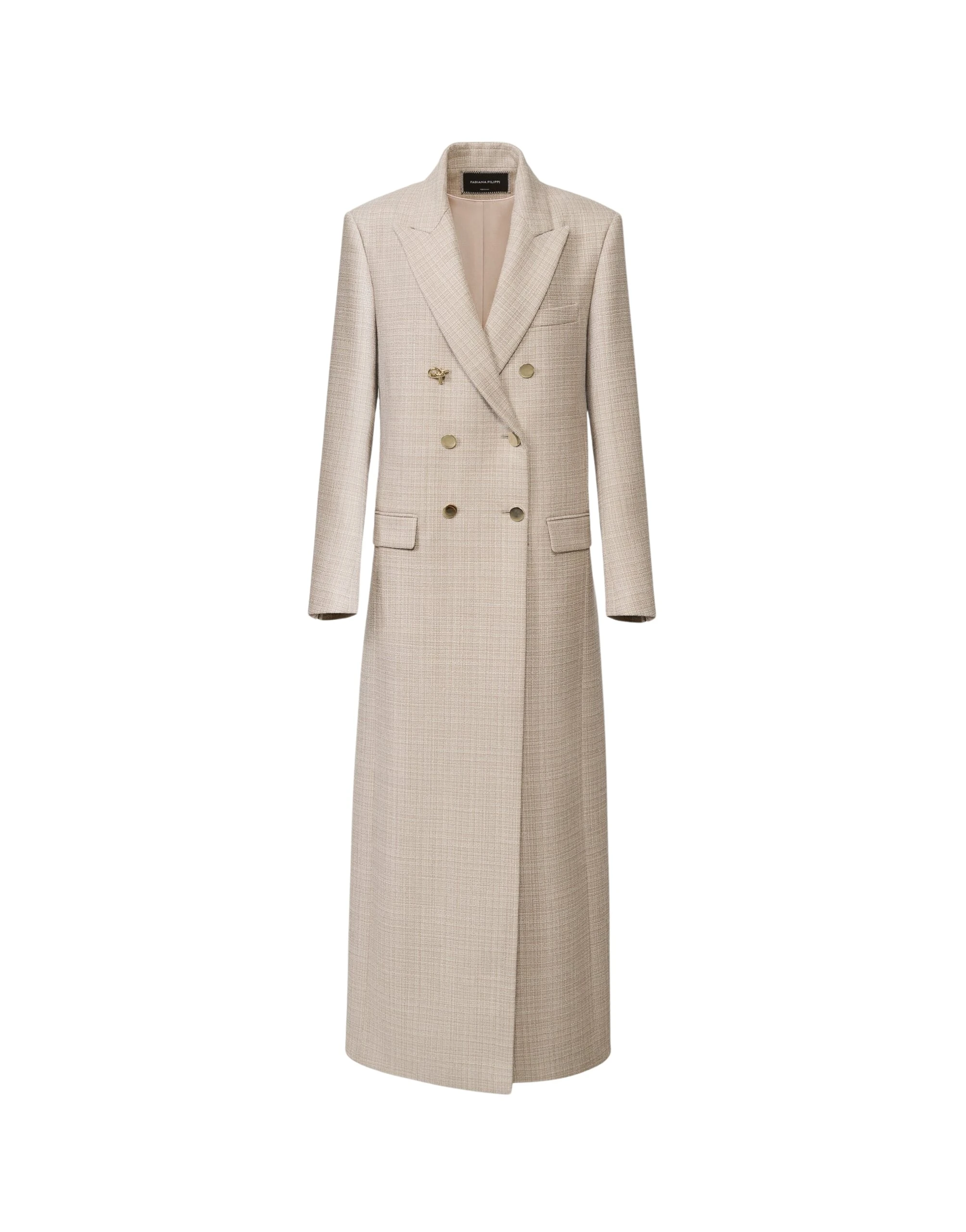 Fabiana Filippi Double Breasted Mouliné Coat in Mocha